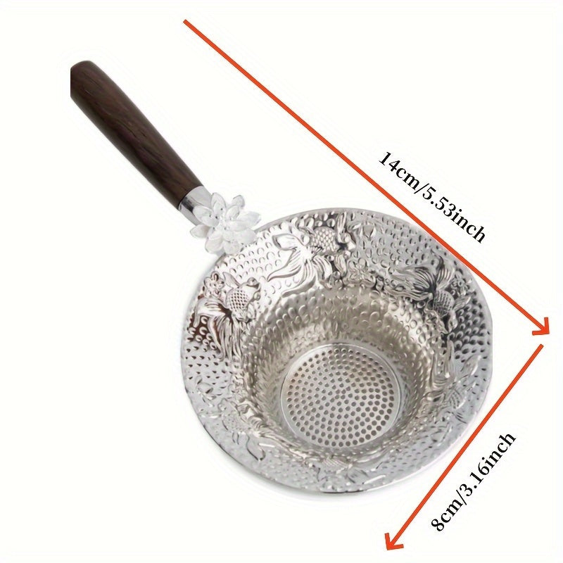Filtro de té de acero inoxidable 304 con mango de madera para ceremonias de té Kung Fu
