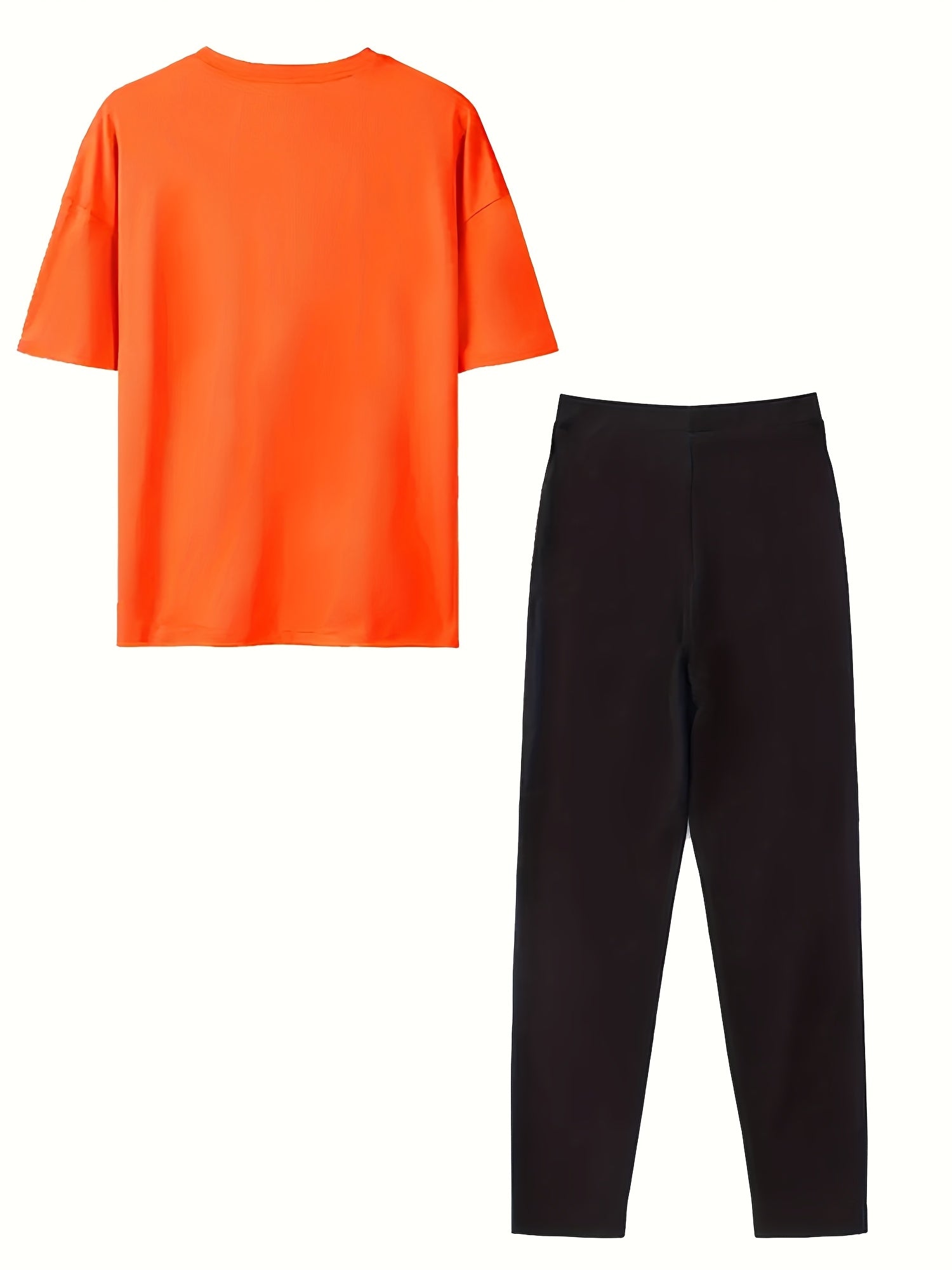 Women's Pink Sports Shorts Set Large Size Elastic Casual 2pcs