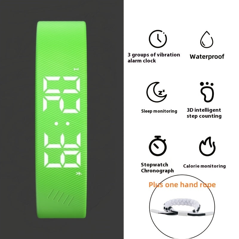 Digital Smartwatch for Students and Sports Enthusiasts White and Black Luminous Display Timer Alarm Silicone Band Rechargeable