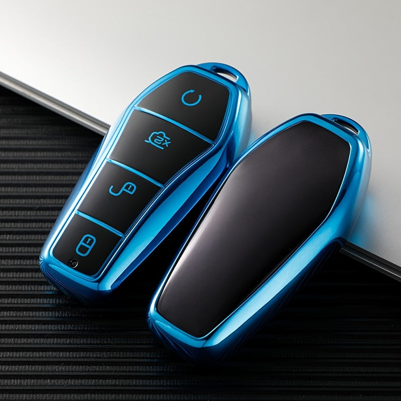 Universal Car Remote Key Fob Cover TPU Shell for EVs 4 Buttons Black