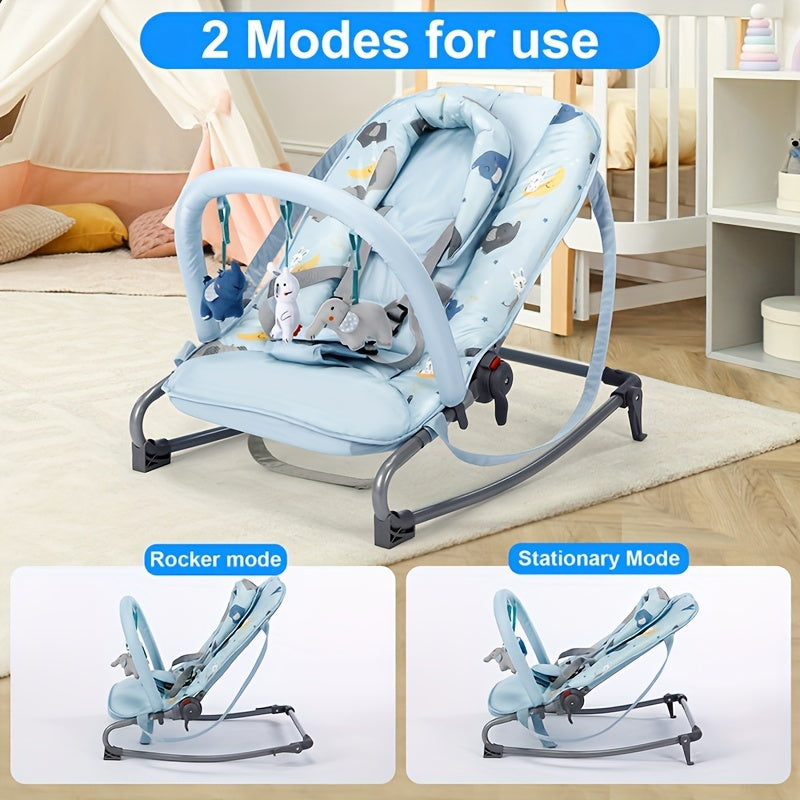 Kids Recliner Chair for Babies and Toddlers Adjustable Rocker with Toy Bar Blue