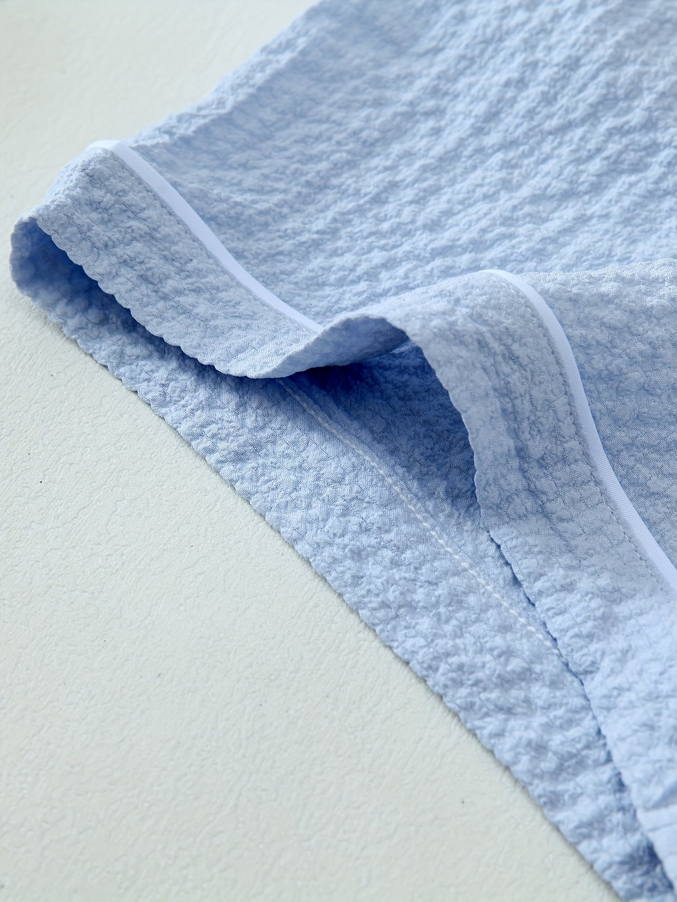 Women's Light Blue Heart Embroidery Pajama Set Short Sleeve Top and Shorts Sleepwear