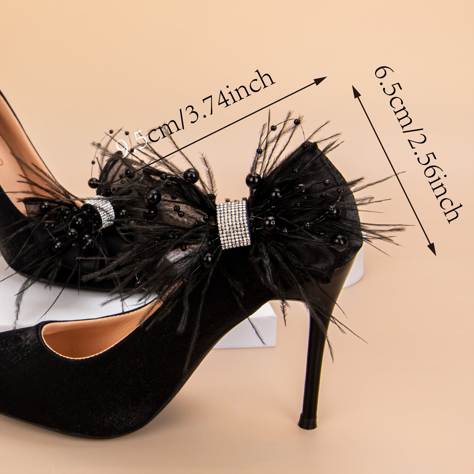 Women Detachable Shoe Clips Feather Rhinestone Wedding Party Accessories