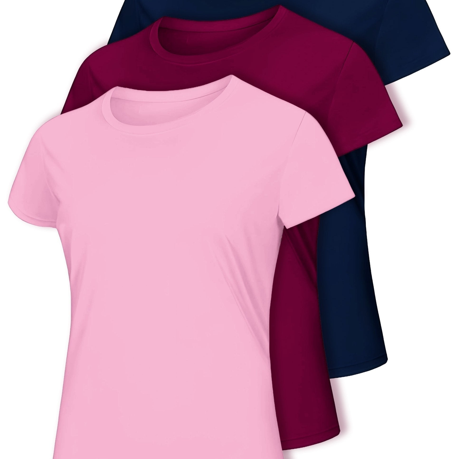 Women's Plus Size Round Neck T-Shirts Yoga Clothes Casual Tops Pack of 3 and 5