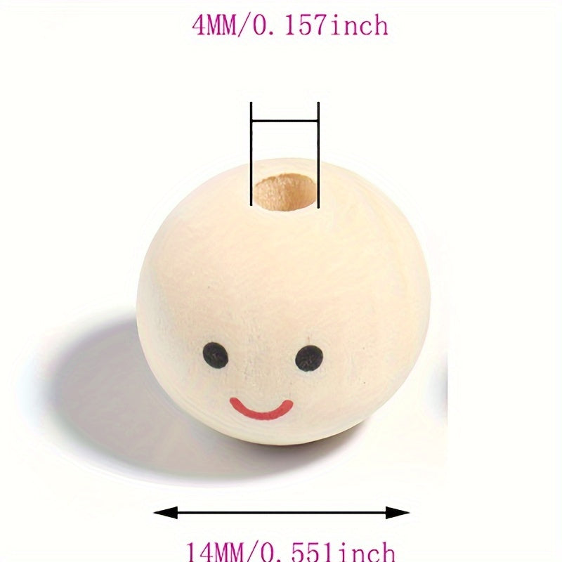 Wooden Beads with Doll Head and Smile Face, Pack of 20 25 or 30