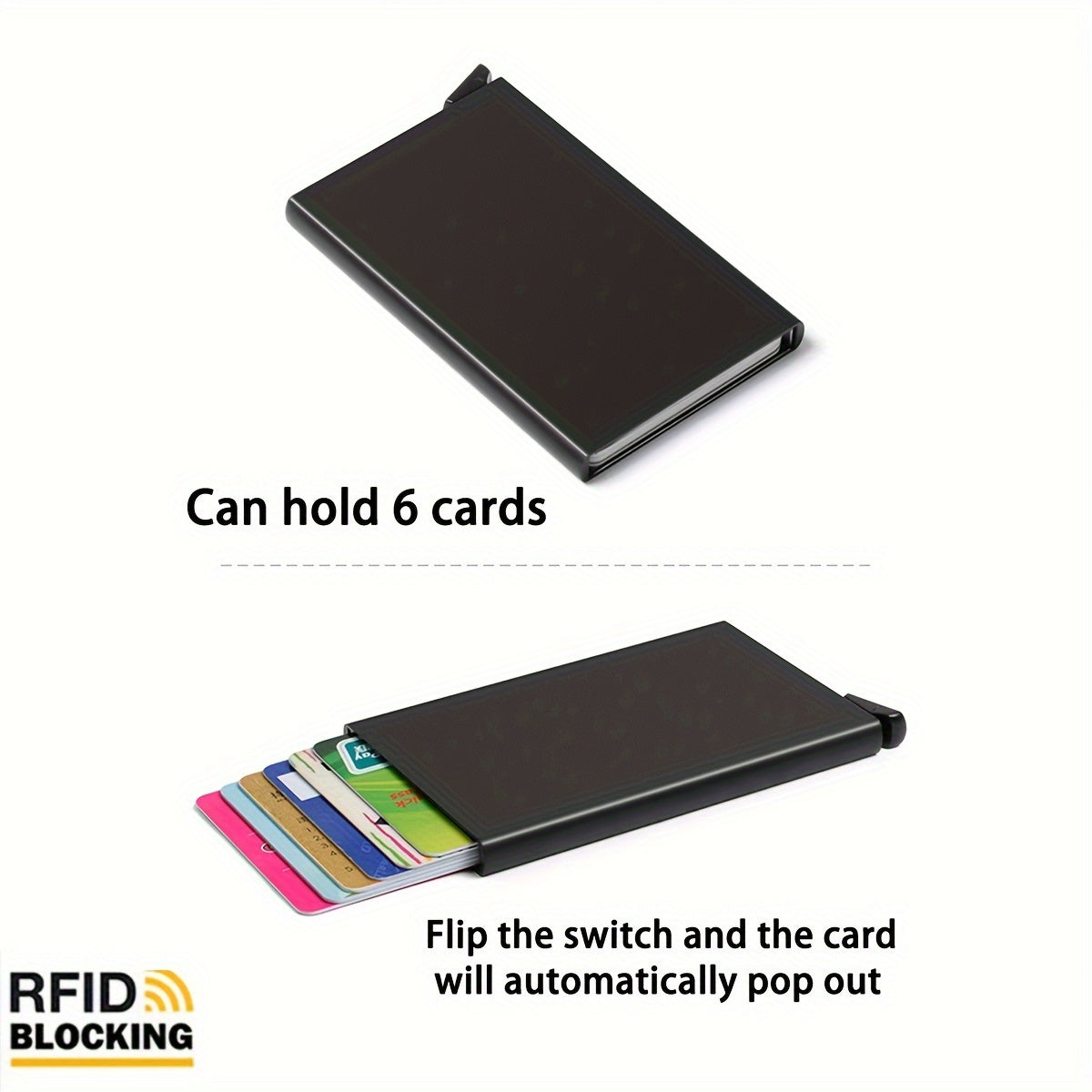 Мужской алюминиевый держатель для RFID-карт с автоматической выдвижной и съемной конструкцией, черный