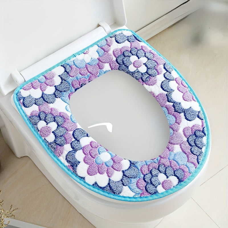 Coral Velvet Toilet Seat Cover Washable Knit Cotton Universal Fit Cushion