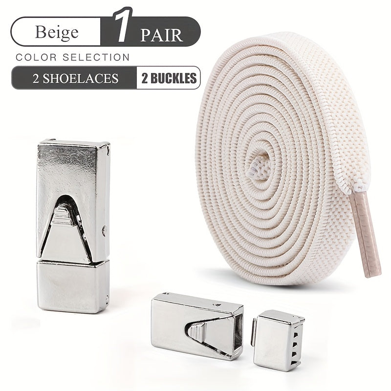 Unisex Elastic Shoelaces Set with Buckles for Sneakers and Canvas Shoes