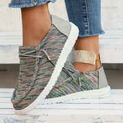 Women's Knit Slip-On Shoes with Round Toe Breathable Anti-Slip Flat Sole