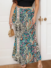 Women's Plus Size Mermaid Skirt Ditsy Floral Knit All Seasons