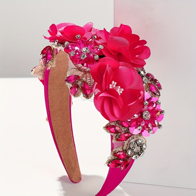 Women's Floral Headband Boho Style Vibrant Fabric Hair Accessory for Valentine's Day