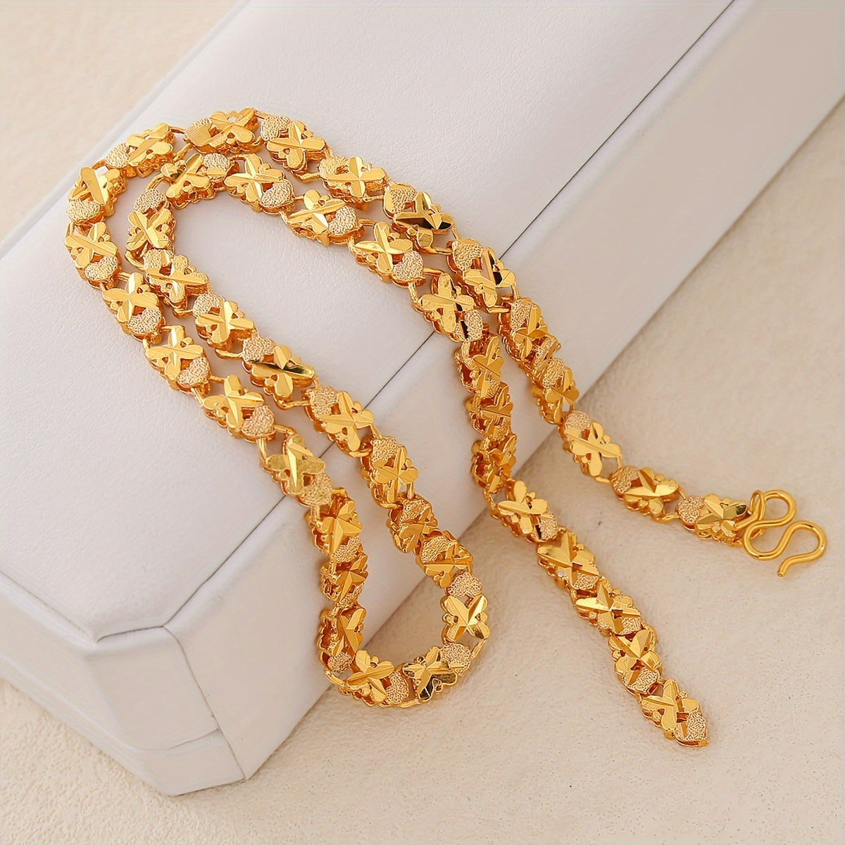 Women’s 24K Gold Plated Link Necklace for Weddings and Daily Wear