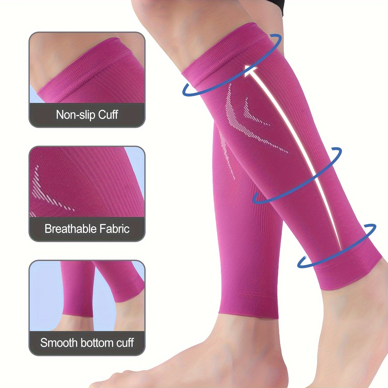 Men Women Calf Compression Sleeves 15-20mmHg Leg Footless Socks Summer