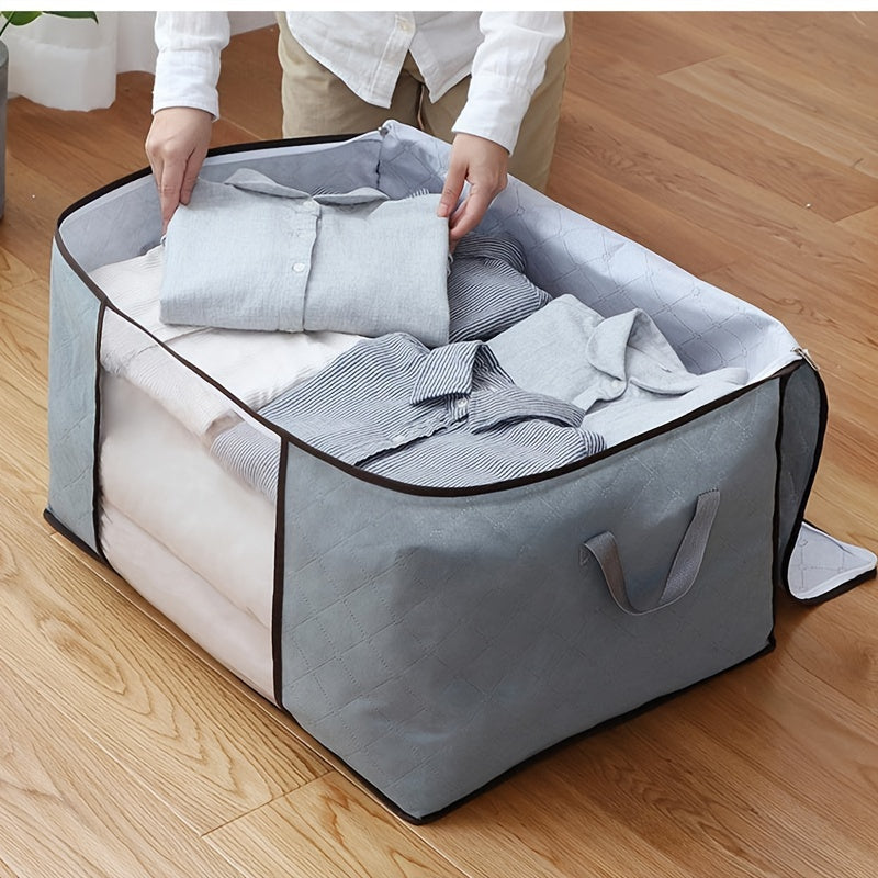 Bolsa organizadora de almacenamiento extra grande con ventana transparente y cremalleras duraderas para ropa de cama y edredones