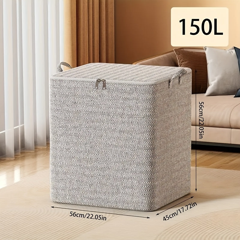 Organizador de almacenamiento con asas y contenedor con cremallera para mantas, ropa, dormitorio, residencia, viaje