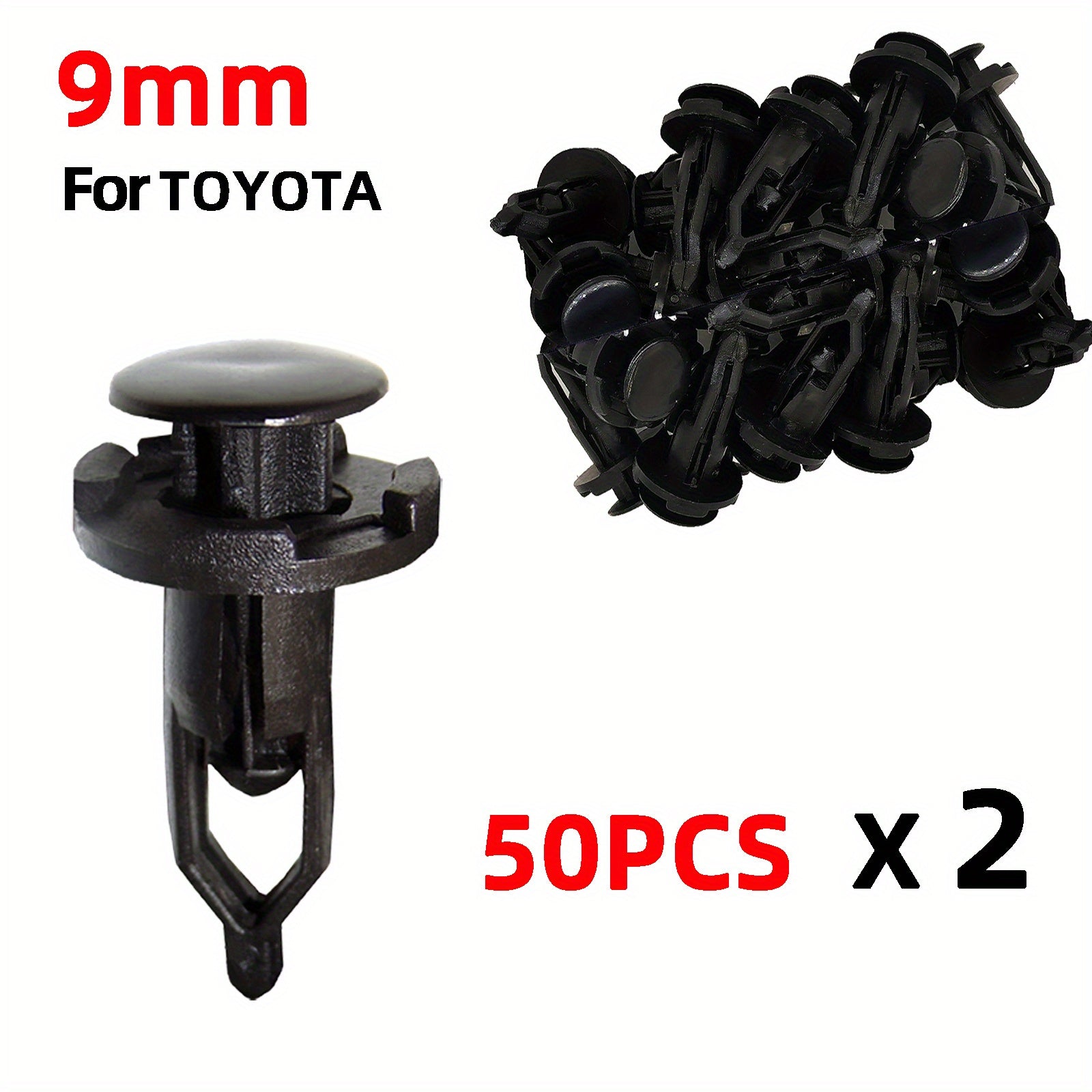 50Pcs 9mm Plastic Auto Fastener Clips Car Bumper Retainer Rivet