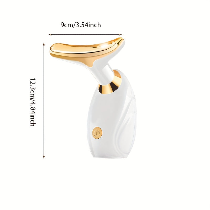 Portativ yuz va bo'yin massajeri, yuqori chastotali tebranish, ergonomik dizayn, oq va oltin rangda - 14-fevral, Onalar kuni, Otalar kuni, to'ylar va dam olish uchun ideal sovg'a. Yengil