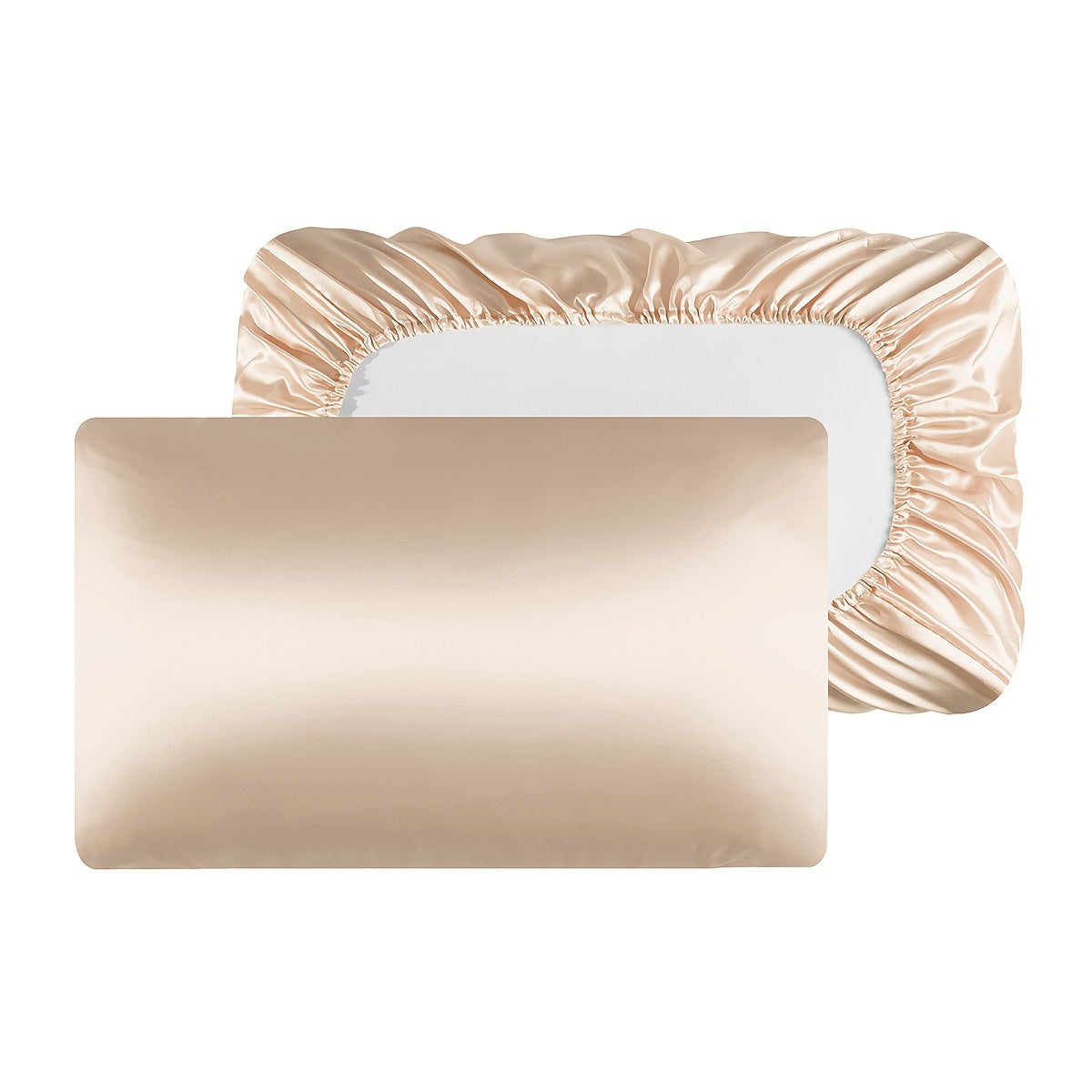 Pair of 2 Satin Elastic Pillowcases Solid Color Silky Soft Bedroom Sofa Covers