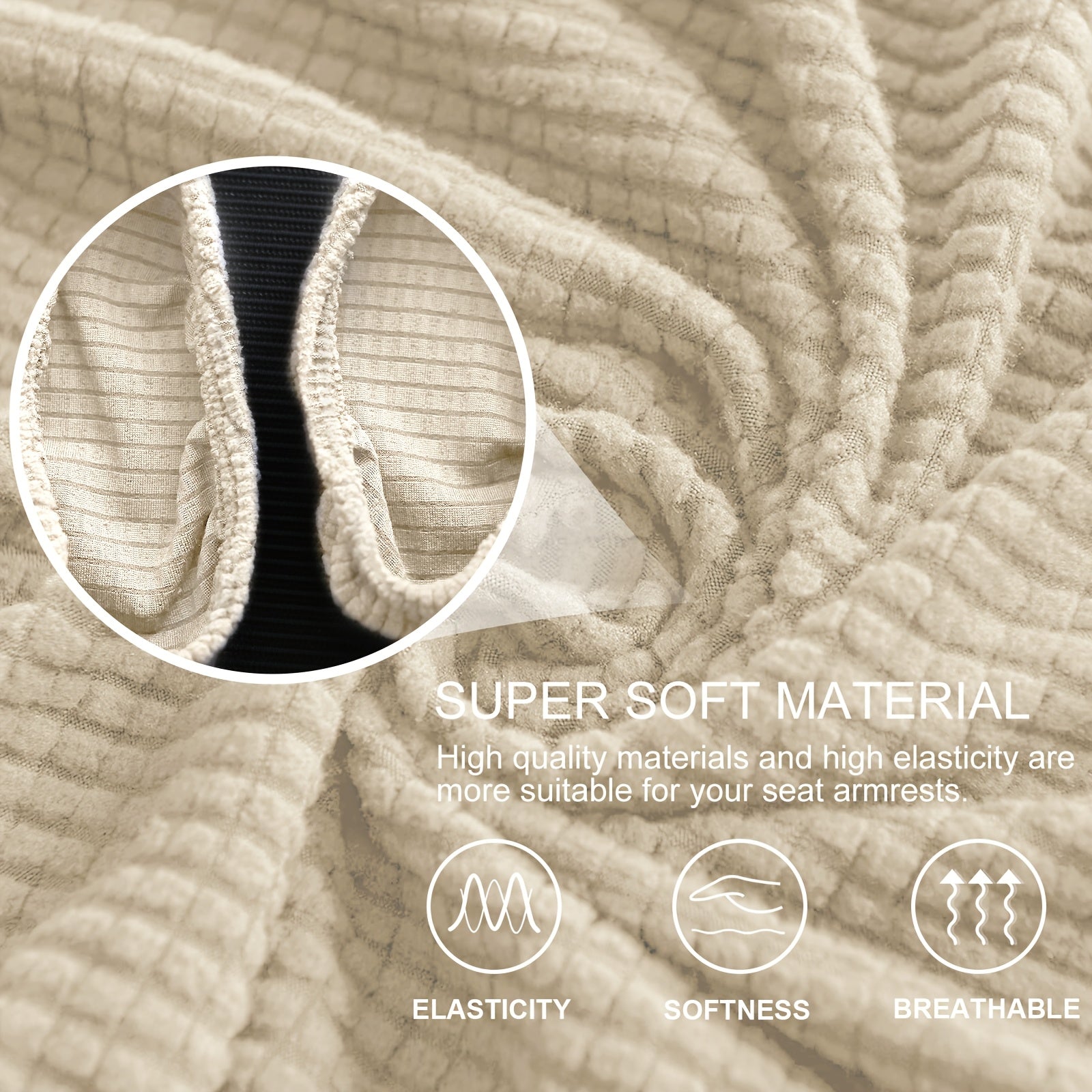 2-Pack Stretchable Polar Fleece Armchair Slipcovers Elastic Band Machine Washable