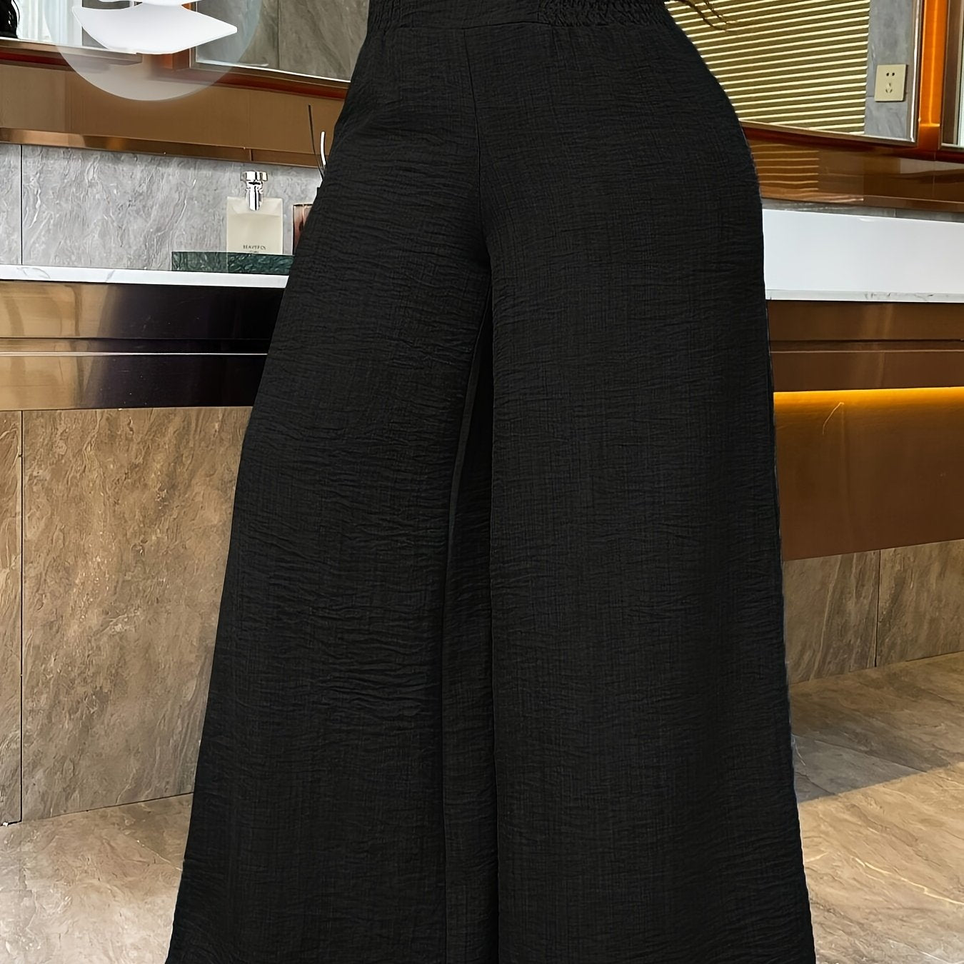 Plus Size Women's Wide Leg Cotton Pants Summer Breathable Solid Color Relaxed Fit