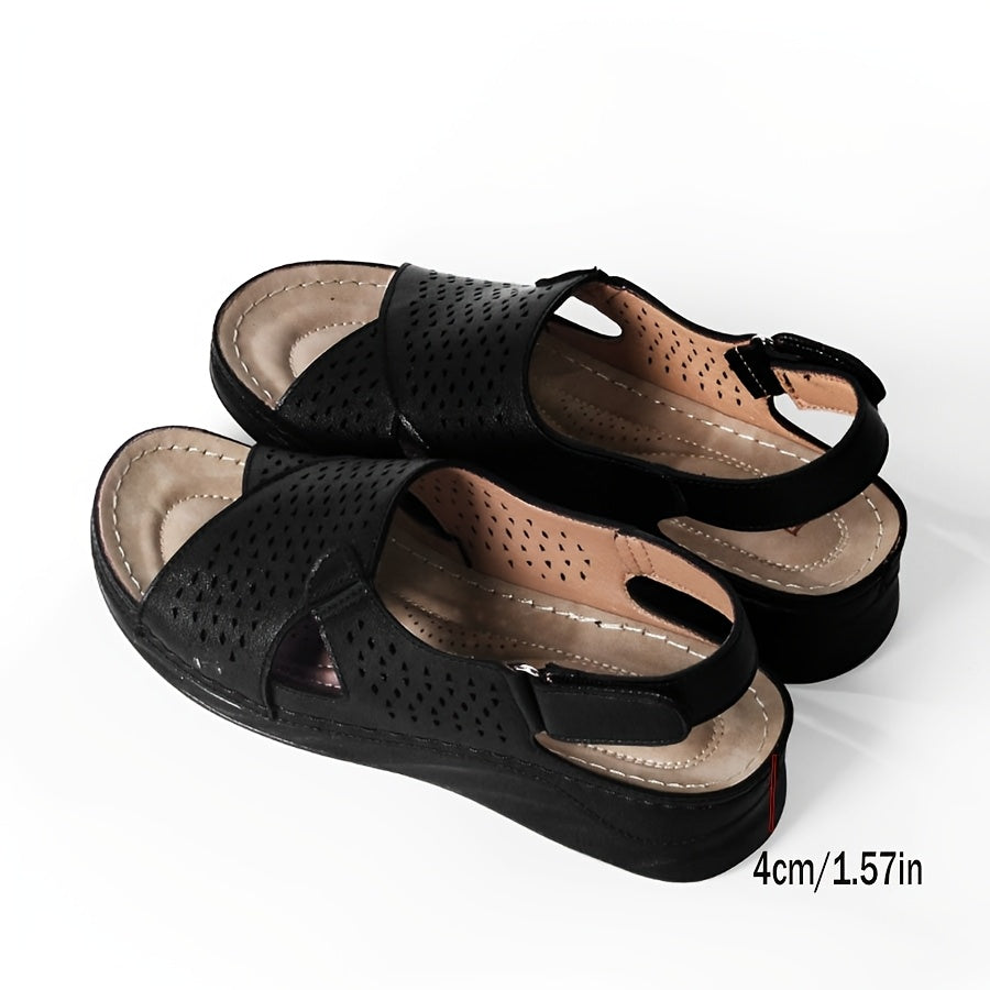 Women's Summer Sandals Lightweight Open Toe Casual Shoes with Hook-and-Loop
