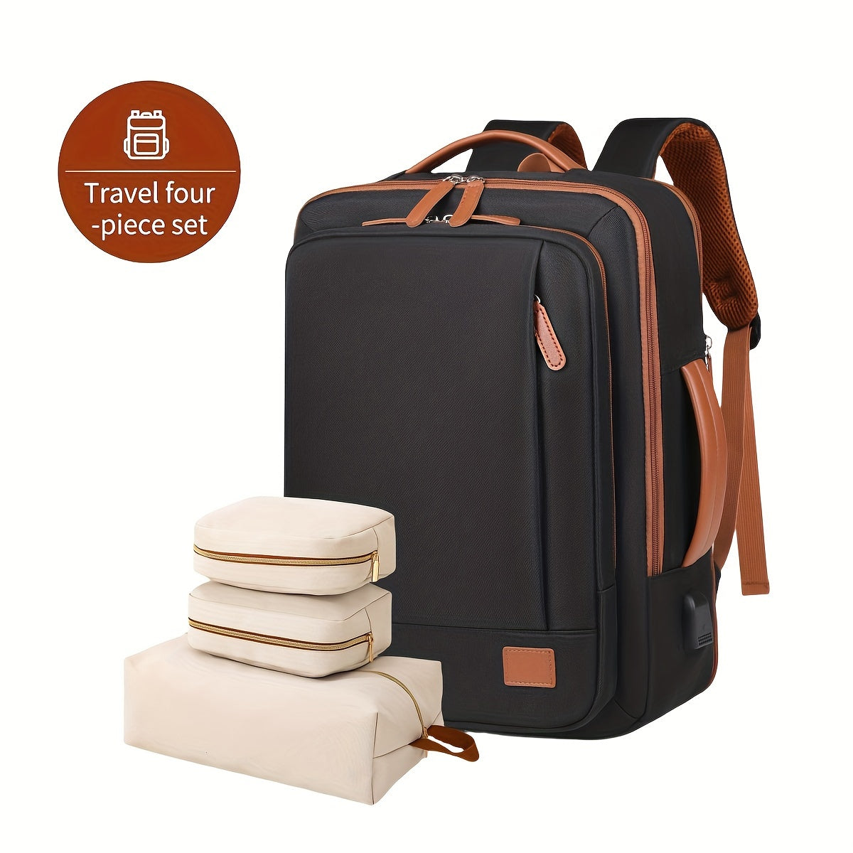 40L Parvoz uchun tasdiqlangan qoʻl sumkasi, USB port, 3 kub, sozlanadigan kamarlar, erkaklar va ayollar uchun sayohat, ofis, kollej