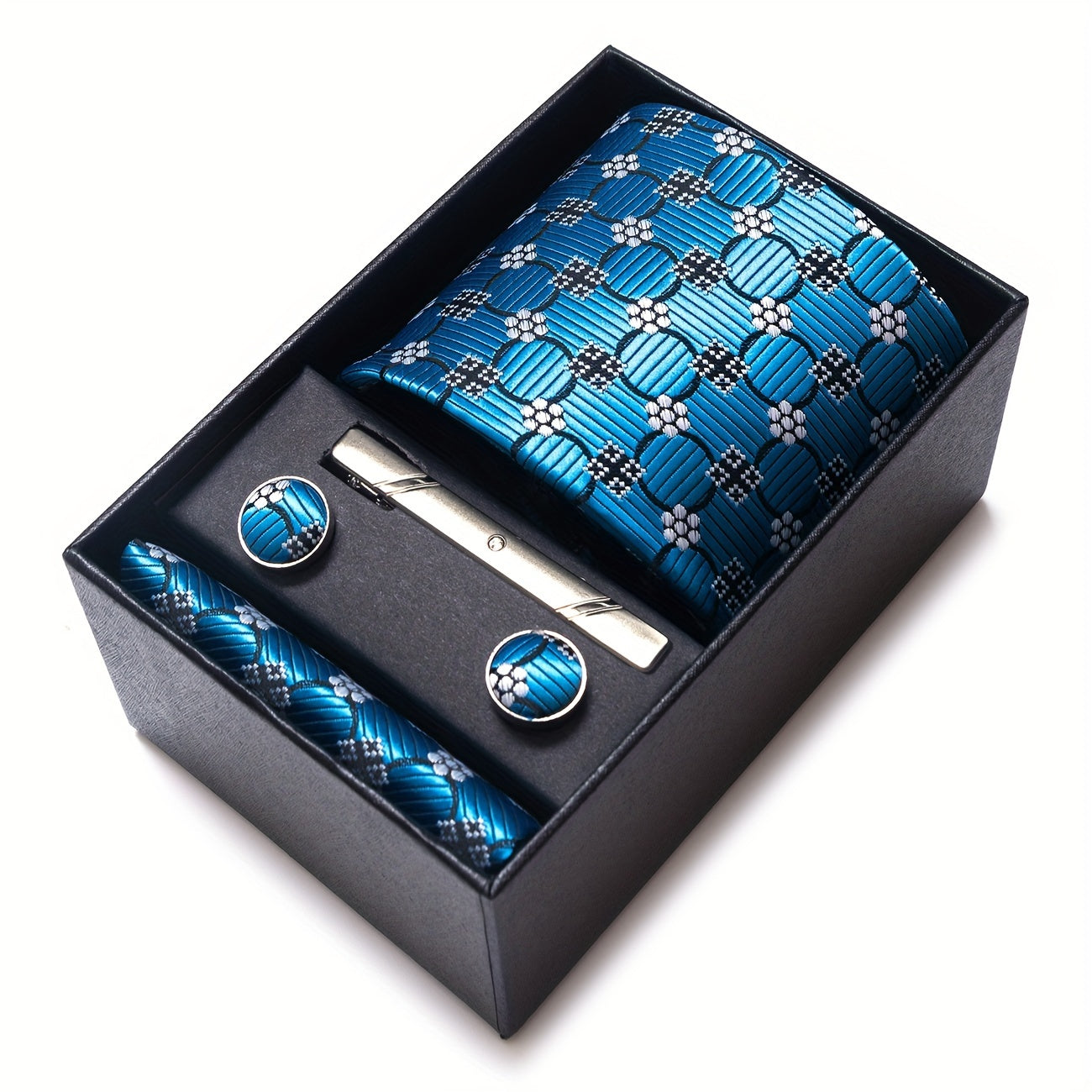 Men's Gift Set Tie Pocket Square Cufflinks Tie Clip Holiday Wedding
