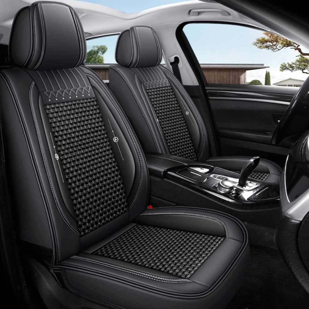 Universal Car Seat Cover Full Enclosure PU Leather Ice Silky Fiber All-Season