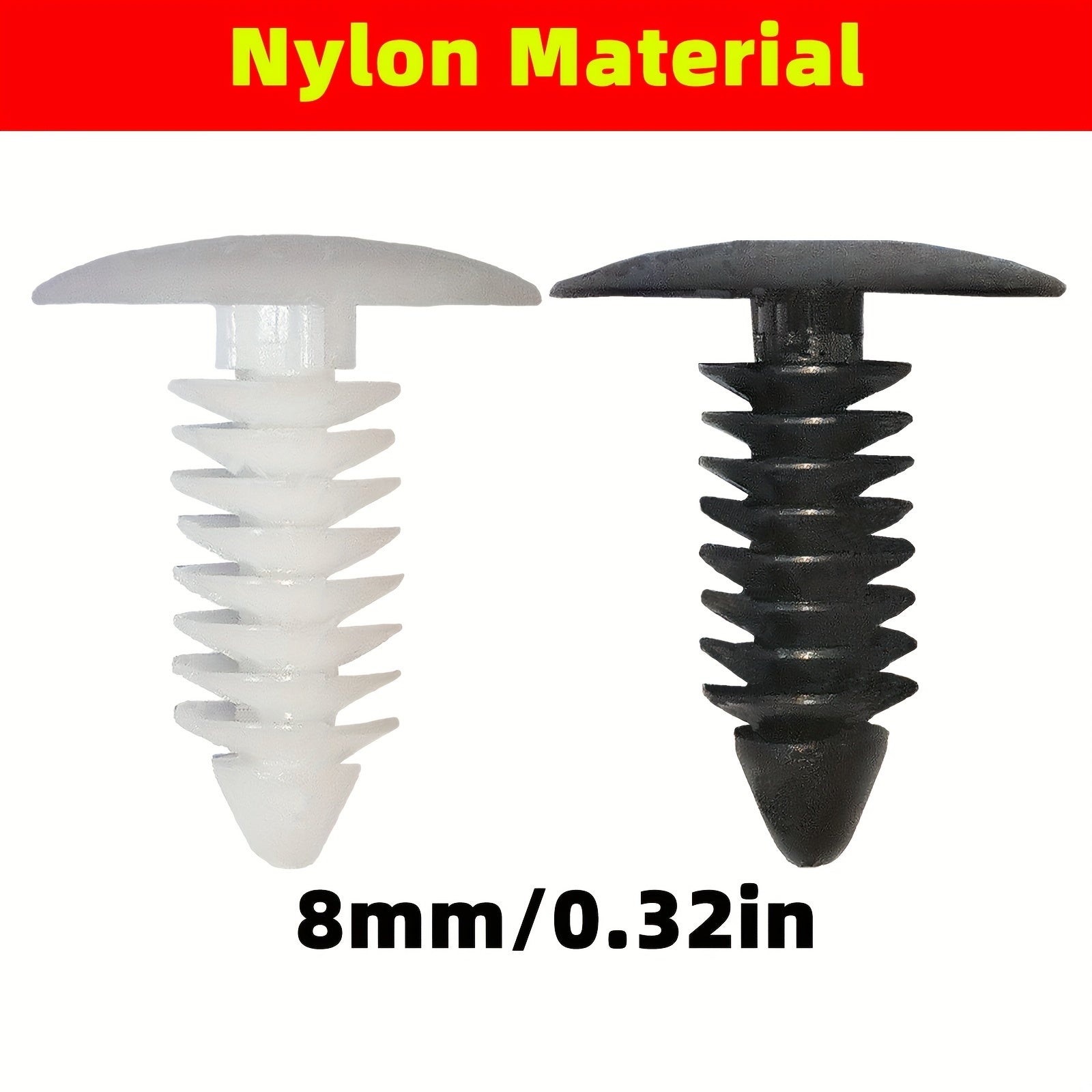 50Pcs Auto Fasteners Car Clips Bumper Fender Retainers Plastic Rivets Black White