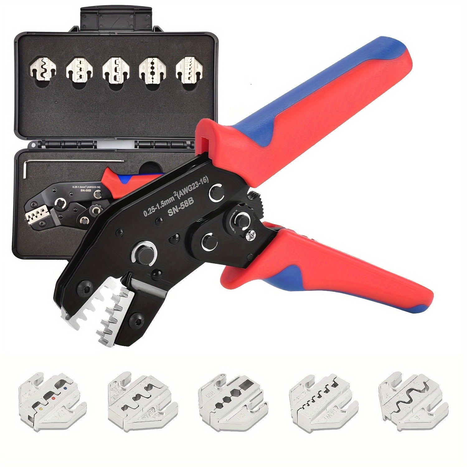 6-in-1 Crimping Pliers Set for Electrical Terminals Insulated Non-Insulated Dupont