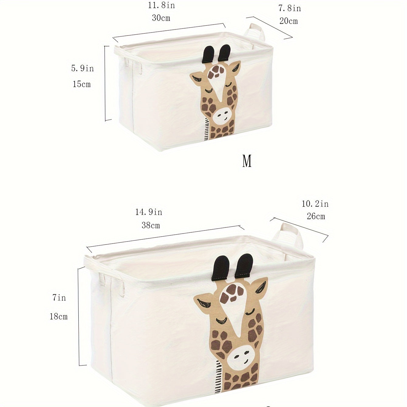 Foldable Cartoon Storage Basket with Handle and Multiple Compartments for Laundry and Toys