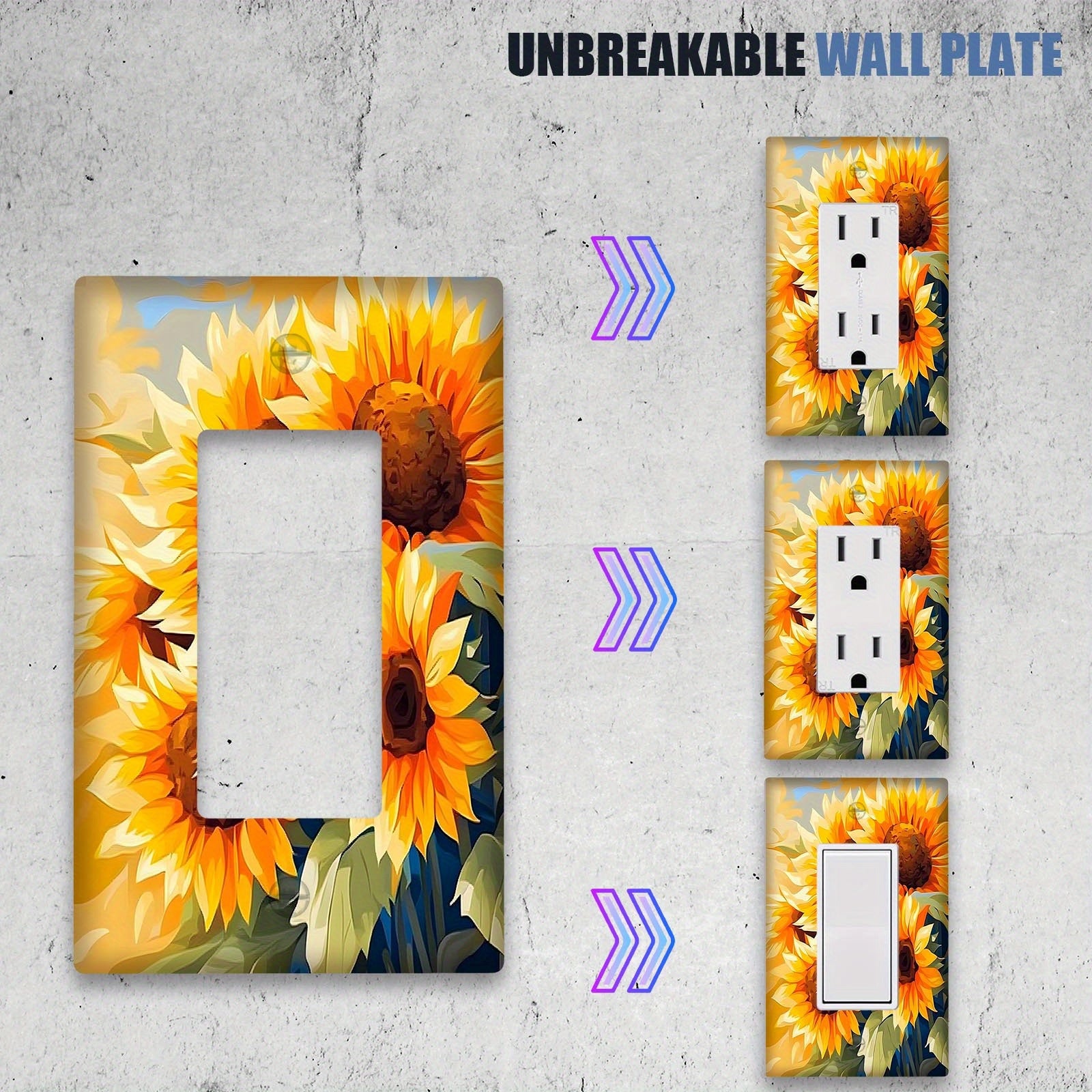 Sunflower Diamond Art Light Switch Cover No Batteries Required Fits Standard Outlets for Kitchen Bathroom Living Room