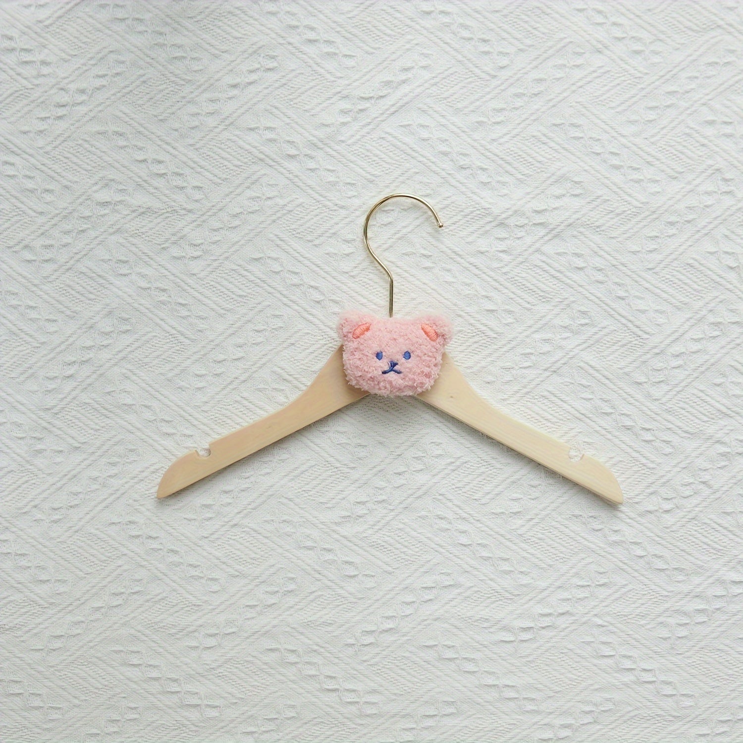 Wooden Clothes Hangers with Cartoon Bear Design Lightweight Durable Swivel Hooks for Ages 14 and Up