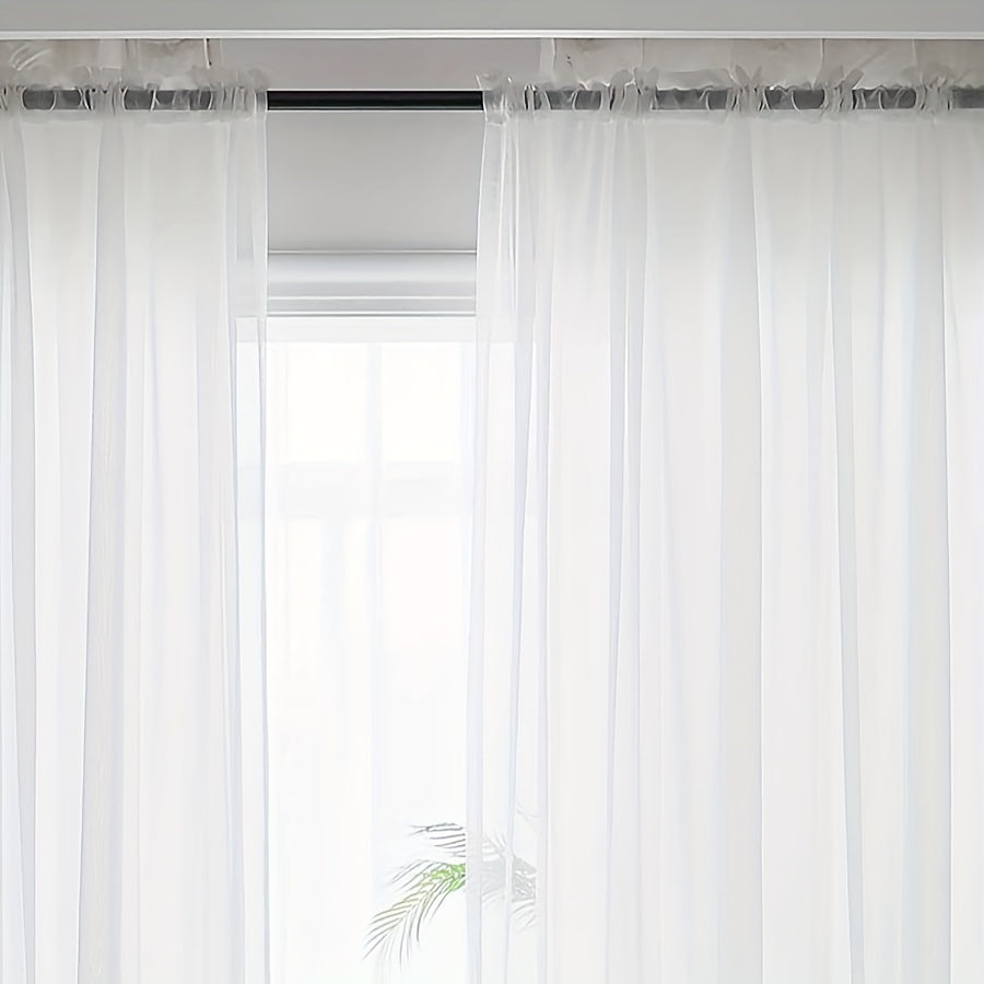 Soft White Sheer Curtain for Balcony, Living Room, Bedroom, Kitchen