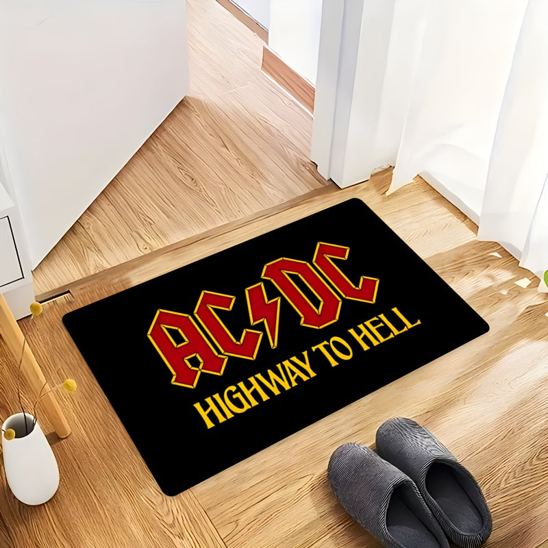 AC/DC Highway to Hell Welcome Doormat Non-Slip Polyester Indoor Outdoor Rug