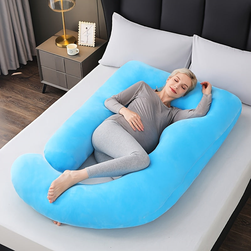 Pregnancy Pillow J-Shaped Full Body Support Soft Polyester Removable Cover