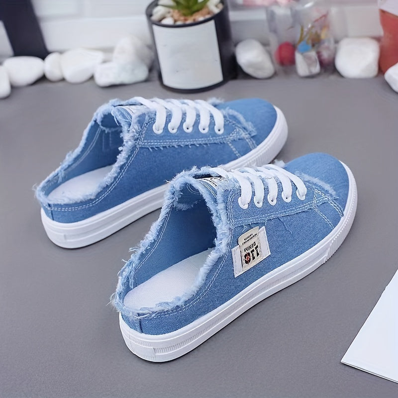 Women's White Flat Sneakers Slip-On Loafers Spring 2024 Half Support