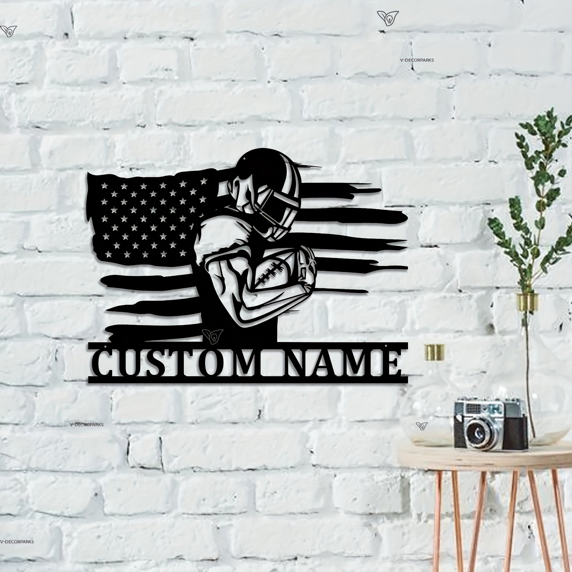 Custom Football Metal Sign with Name for Boys Room Decor or Gift
