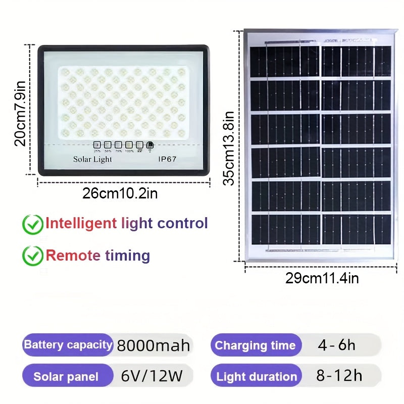 High Power Solar Street Light with Light Control Remote Timing Large Battery Spotlight
