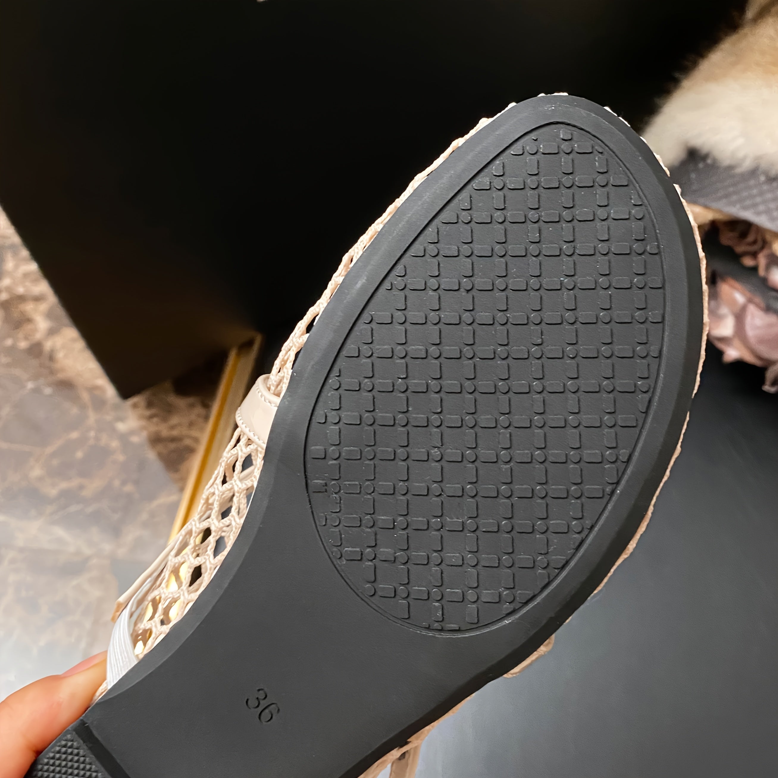 Women's Summer Mary Jane Flats Mesh Cross-Strap Solid Color Round Toe