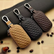 Universal Faux Leather Key Fob Cover with Embossed Diamond Pattern for Car Remote