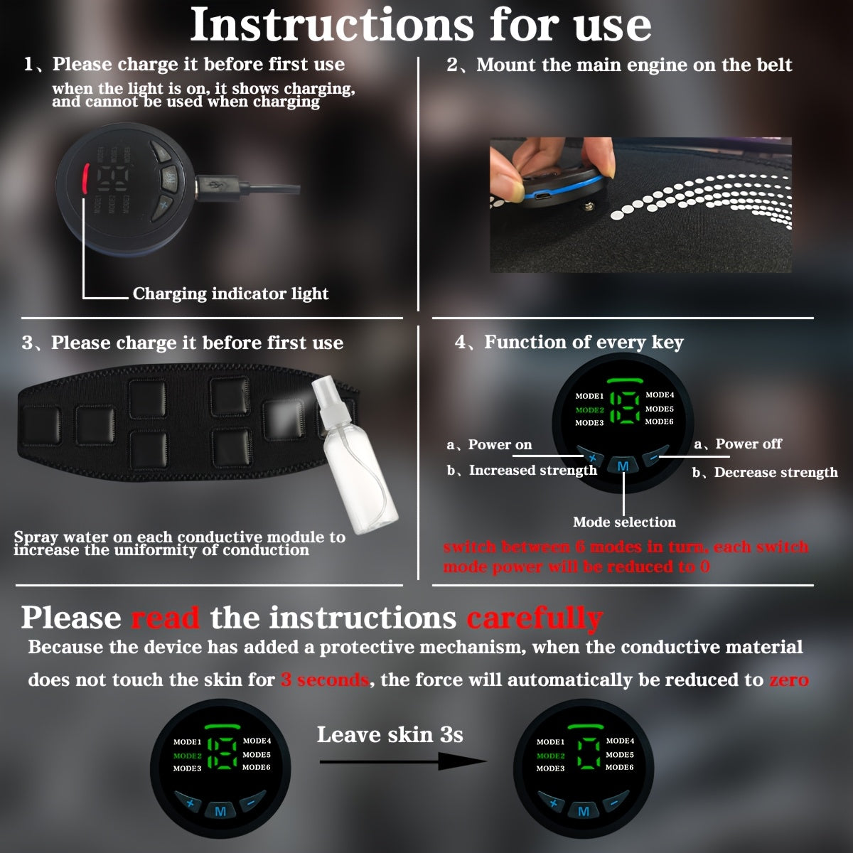 Portable EMS TENS Muscle Stimulator with 6 Modes and 18 Intensity Levels