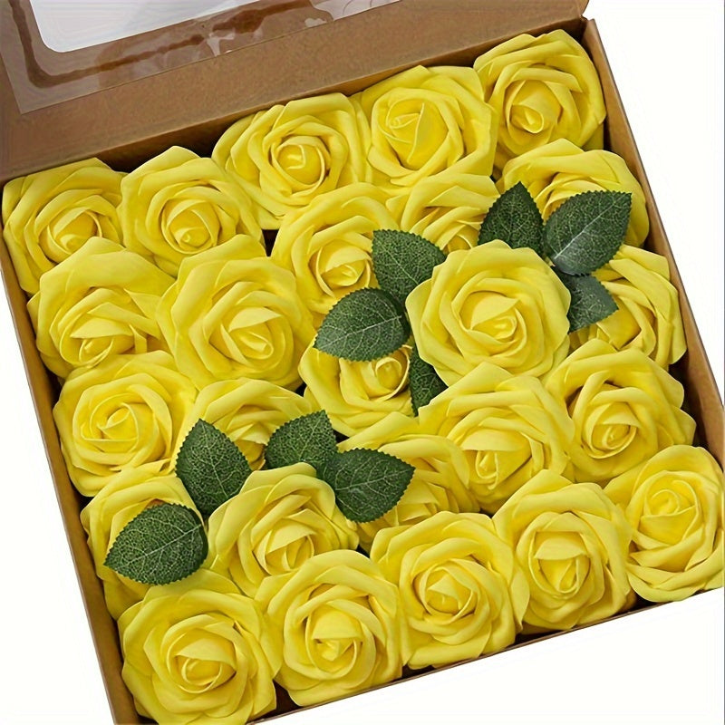 Artificial Roses with Stems 25 Pack for Wedding Bouquets and Home Decor