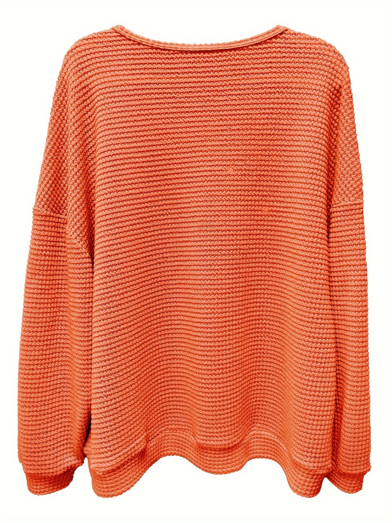 Plus Size Waffle Knit Crew Neck Sweatshirt Women's Long Sleeve Fall Winter