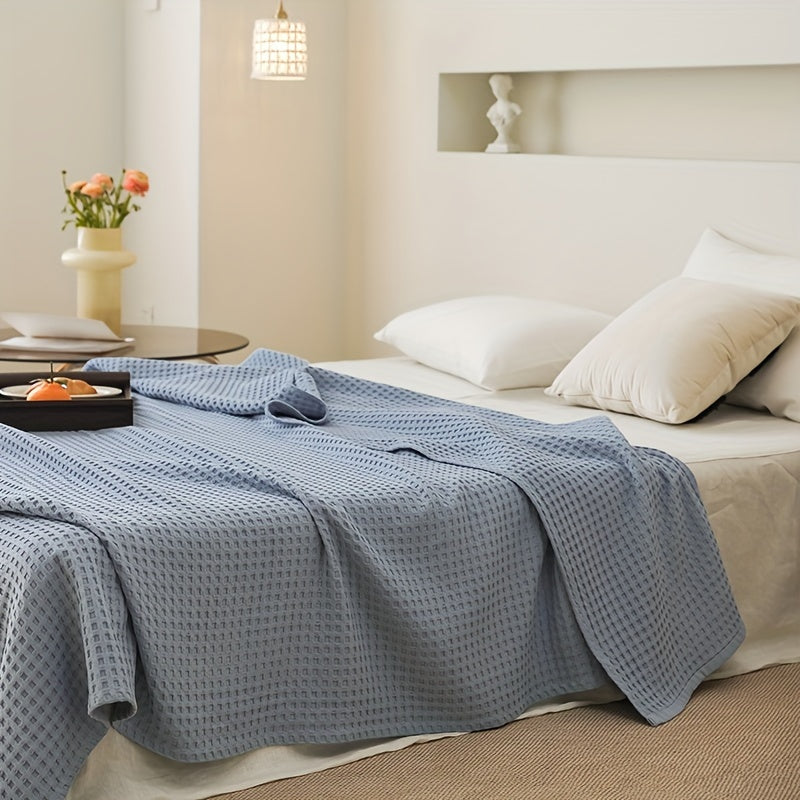Плед из хлопка с крупной вафельной тканью для кровати, дивана, отдыха