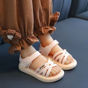 Girls' Summer Princess Sandals PVC Heart Floral Pattern Low Top Hook-and-Loop Strap for Beach Casual Wear