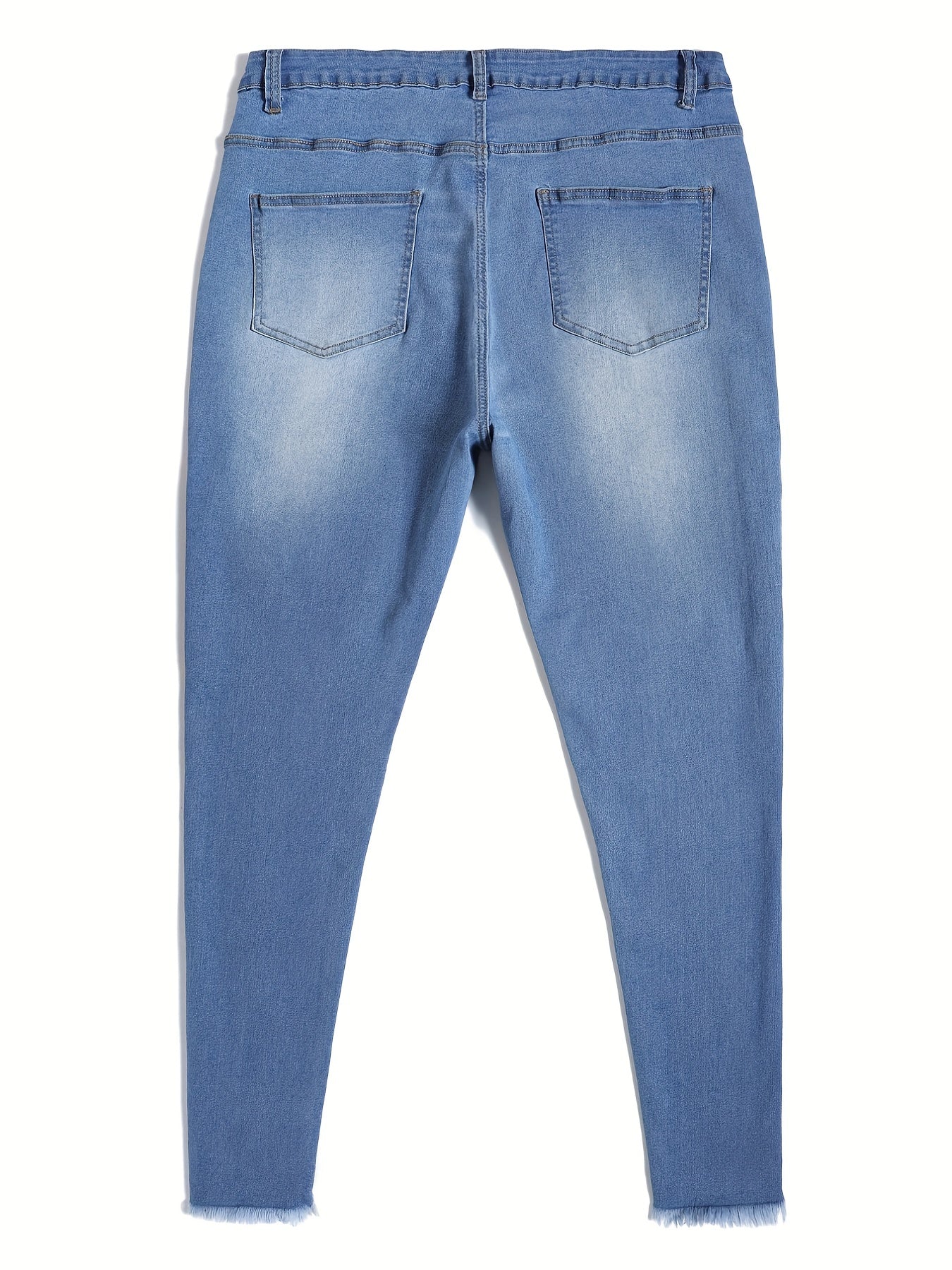 Women's Oversized Blue Ruffled Jeans Women Denim Casual Pants