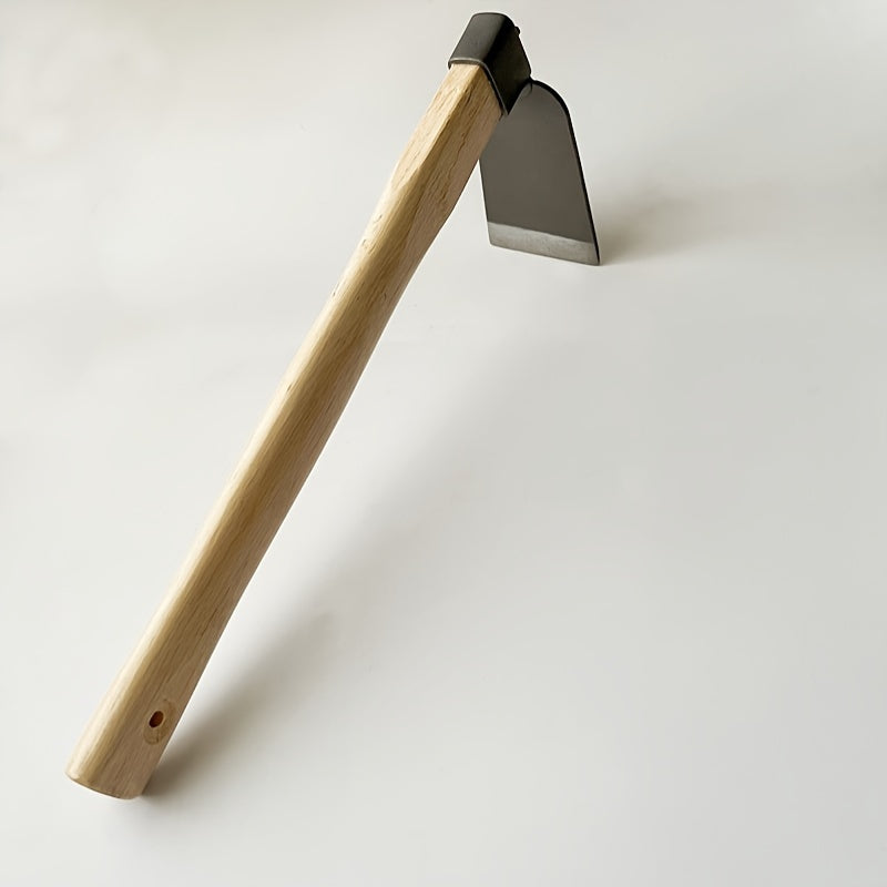 Wooden Handle Garden Hoe 37cm Metal Soil Loosening Hand Tool for Gardening and Planting