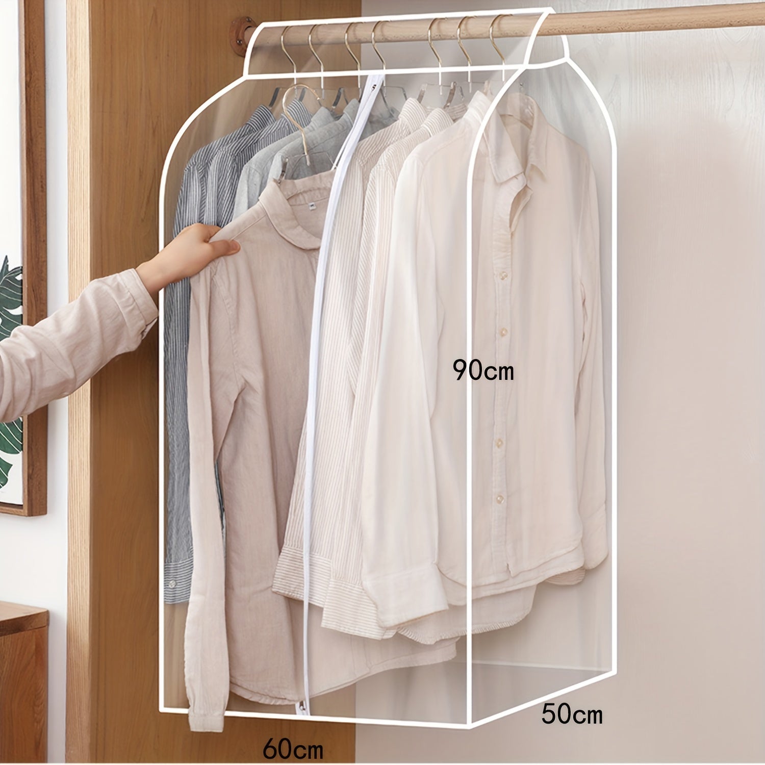 Large Clear Hanging Garment Bag for Closet Storage Protects Coats Suits Dresses
