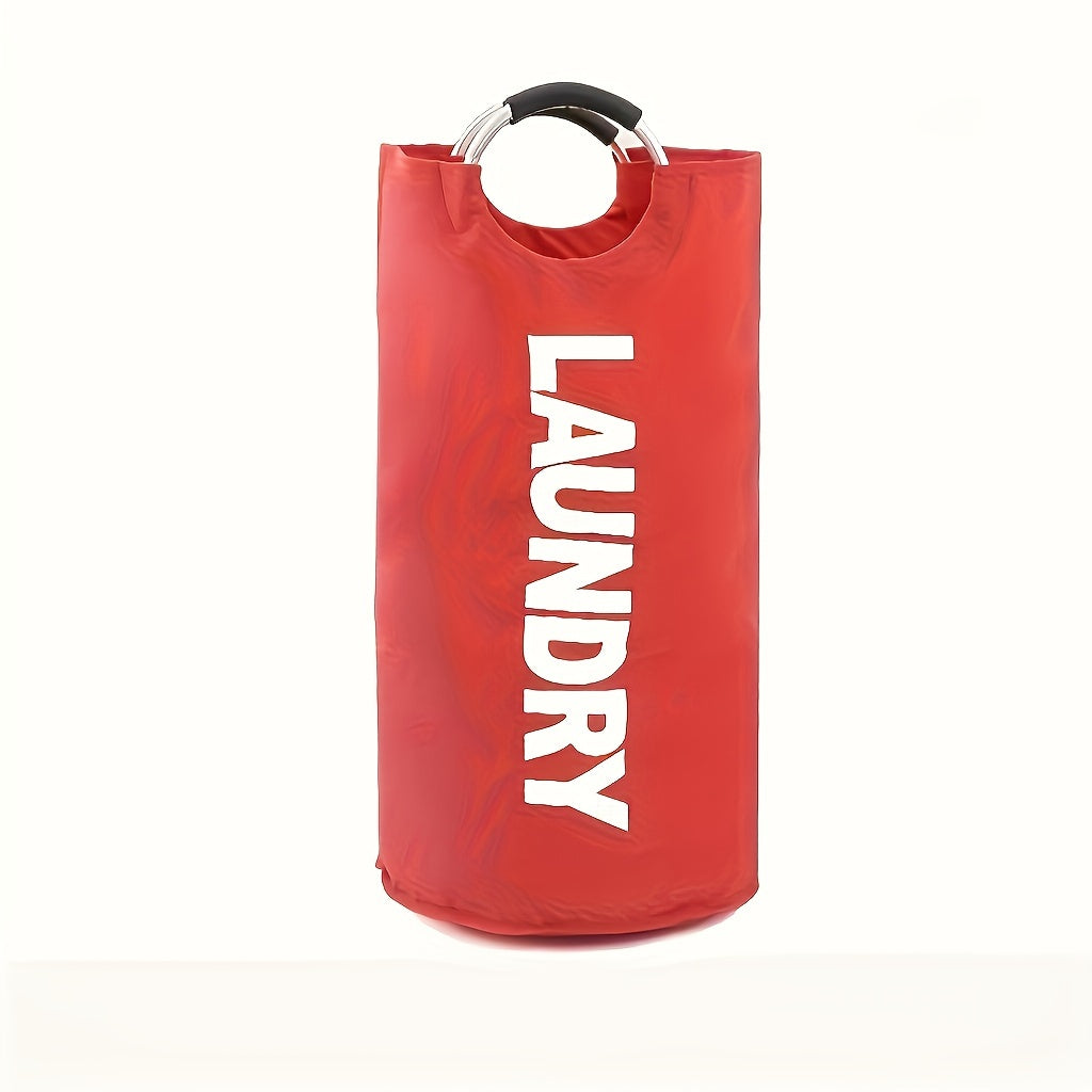 Gran cesta de ropa plegable impermeable con asas acolchadas negra ovalada